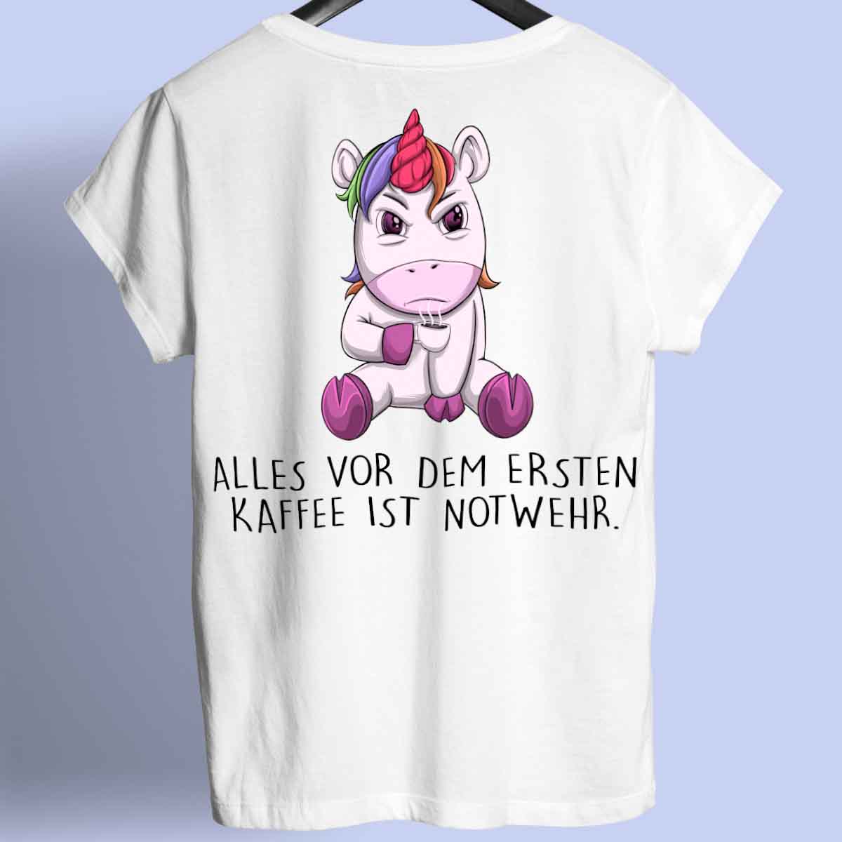 Notwehr Angry Einhorn - Shirt Unisex Rückendruck