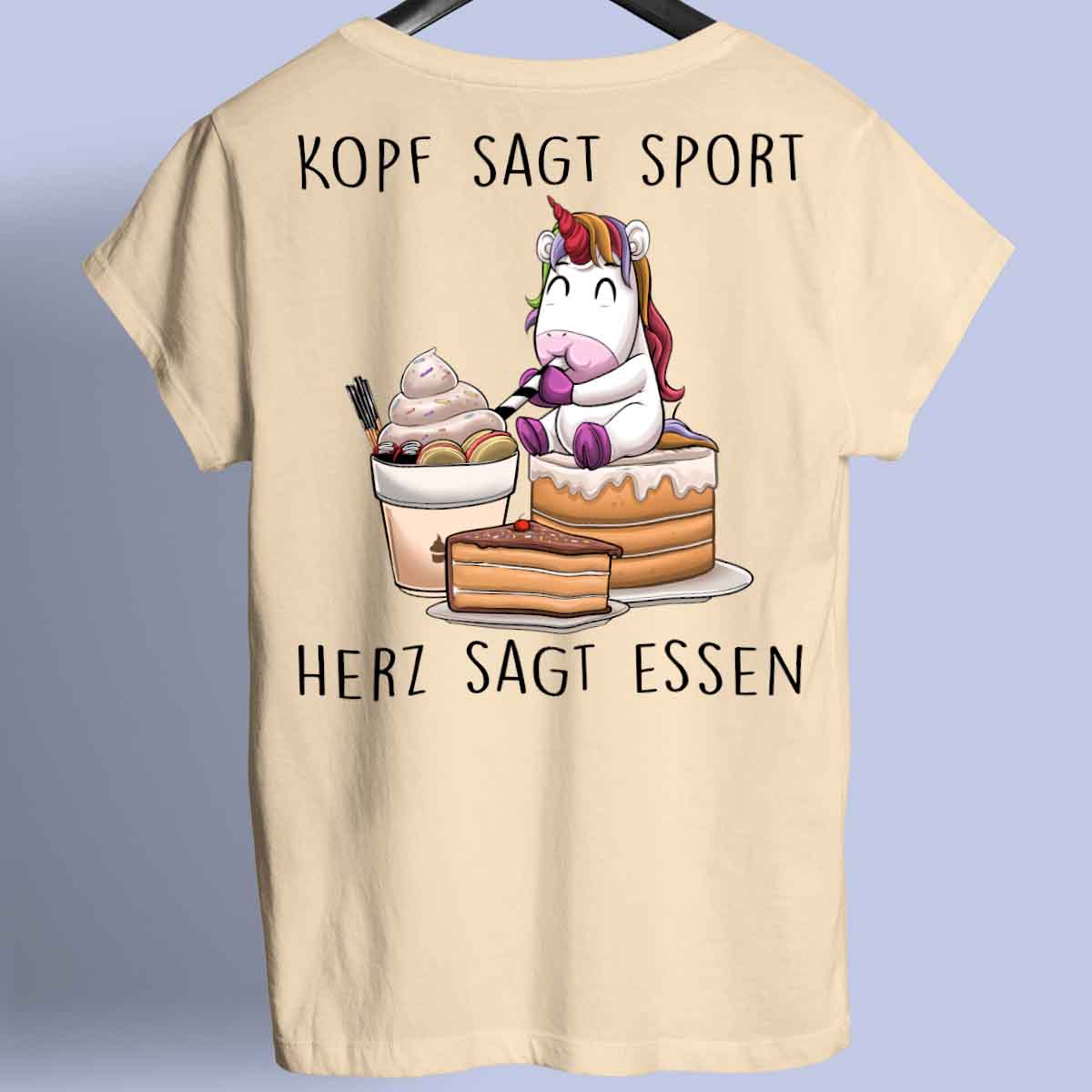 Kopf & Herz Hungry Einhorn - Shirt Unisex Rückendruck