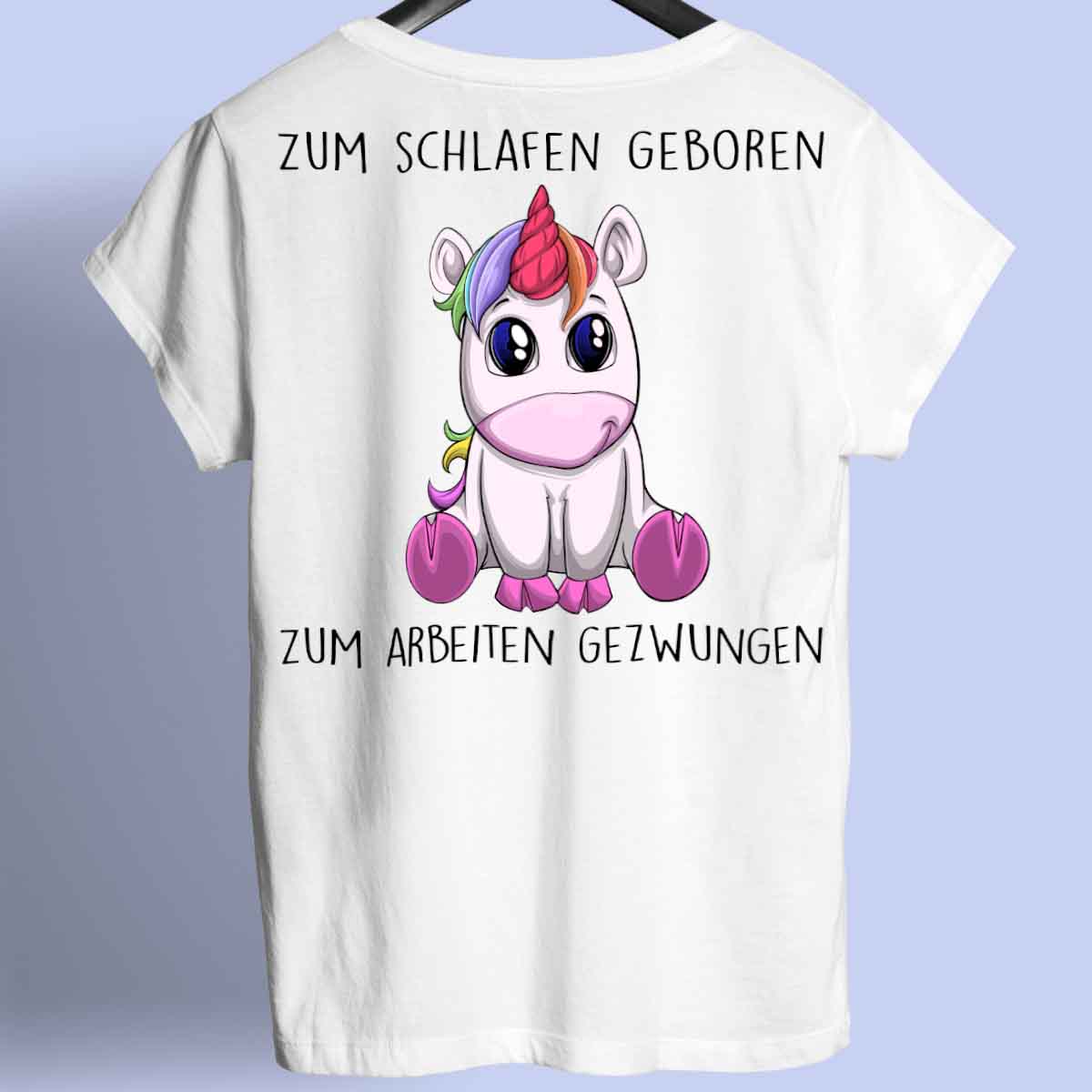 Schlafen Einhorn - Shirt Rückendruck