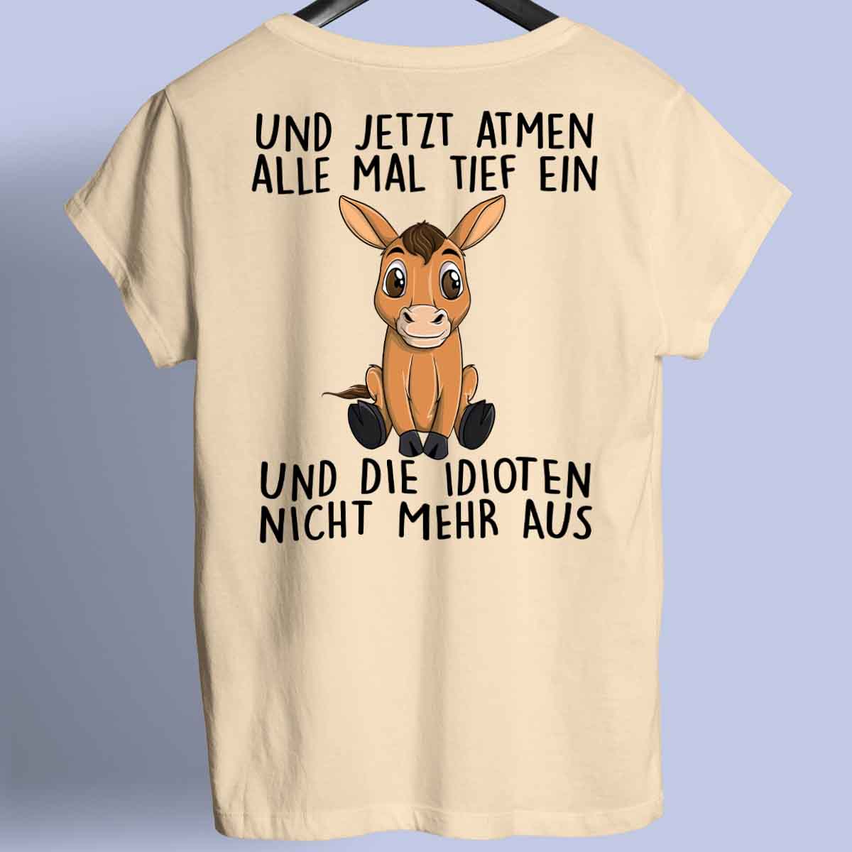 Einatmen Pferd - Premium Shirt Rückendruck