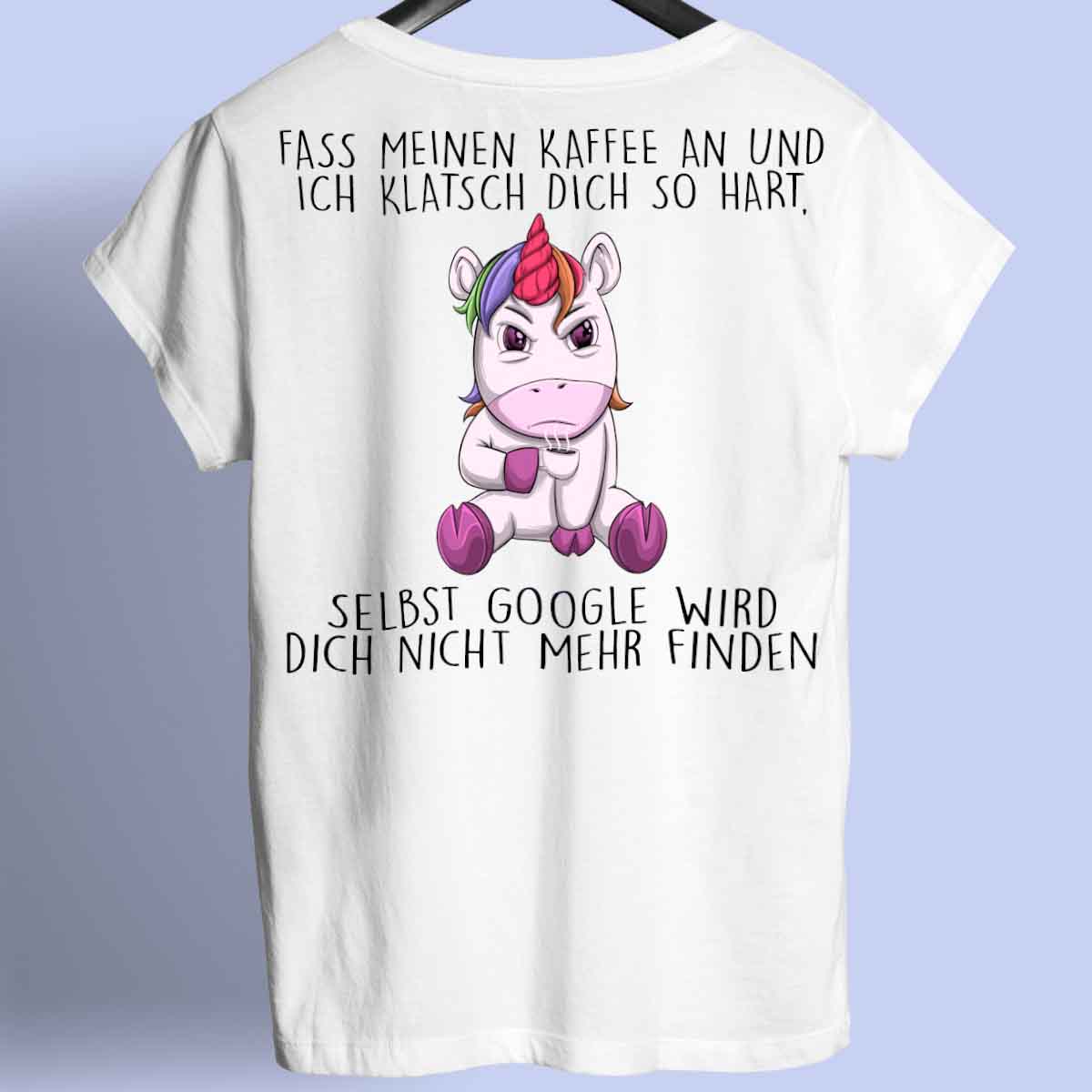 Google Angry Einhorn - Shirt Unisex Rückendruck