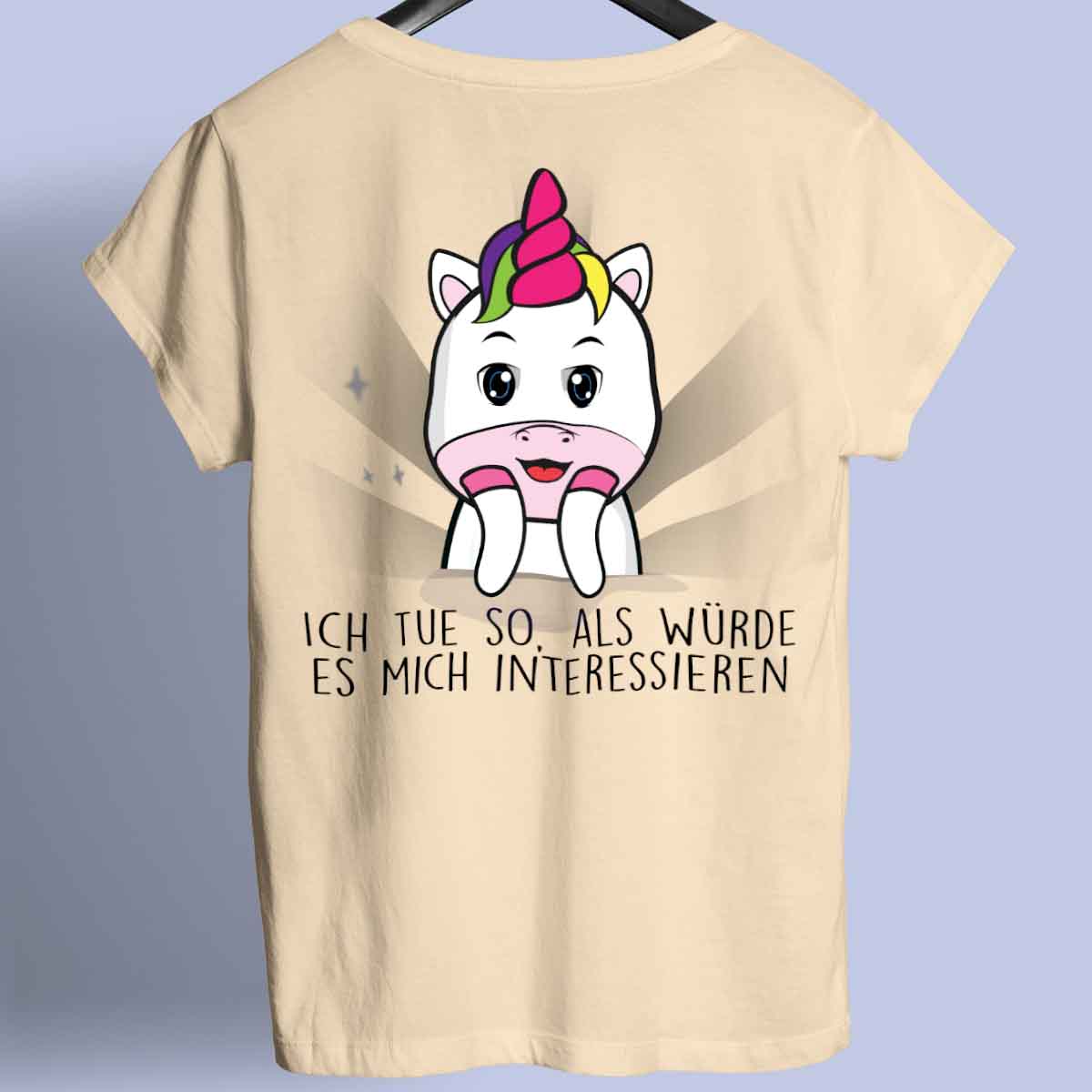 Interessieren Cute Einhorn - Shirt Unisex Rückendruck