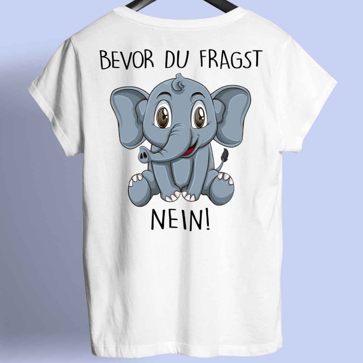 Fragen Elefant - Shirt Unisex Rückendruck