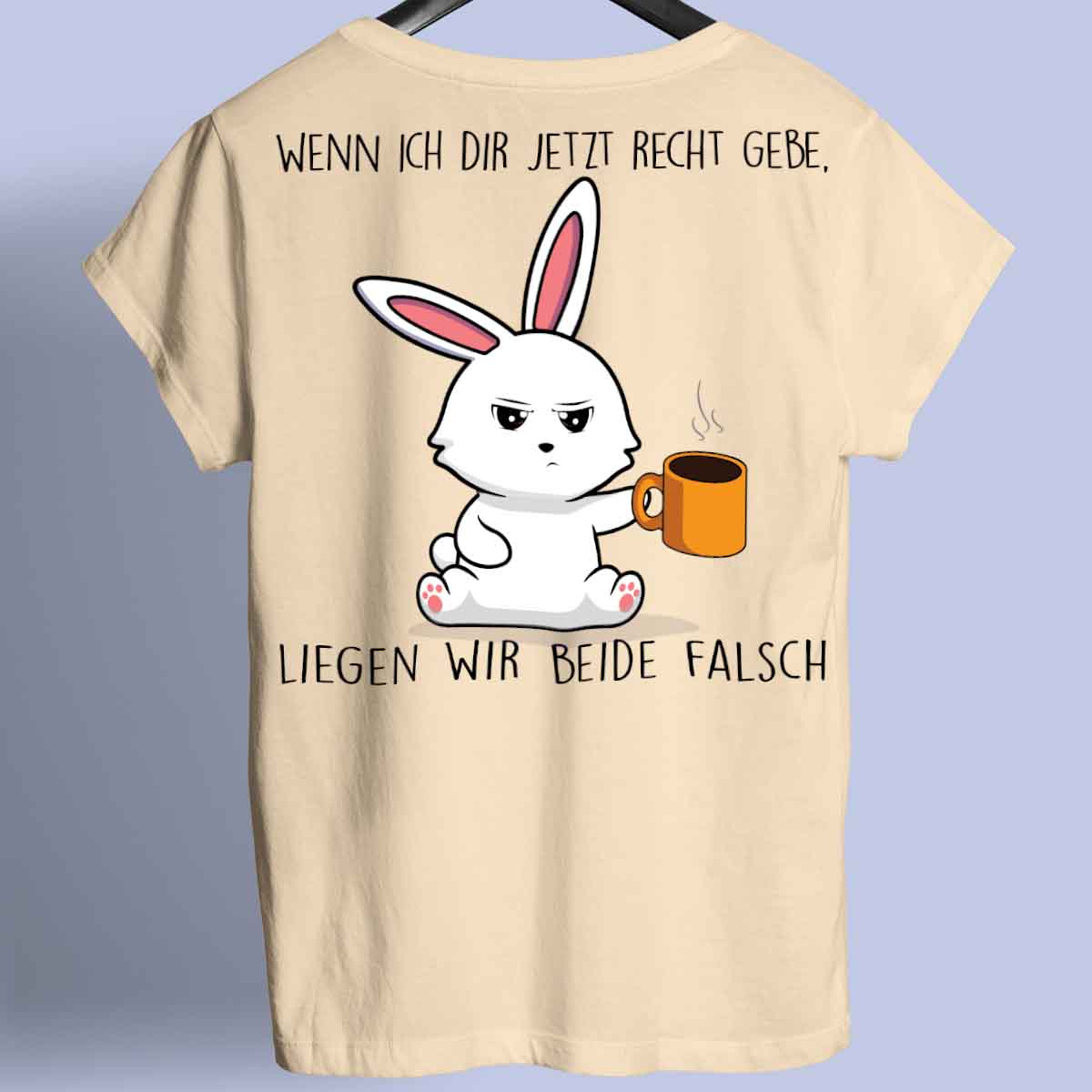 Falsch Liegen Bunny - Shirt Unisex Rückendruck