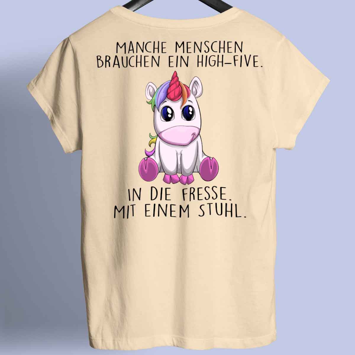 High-Five Einhorn - Shirt Unisex Rückendruck