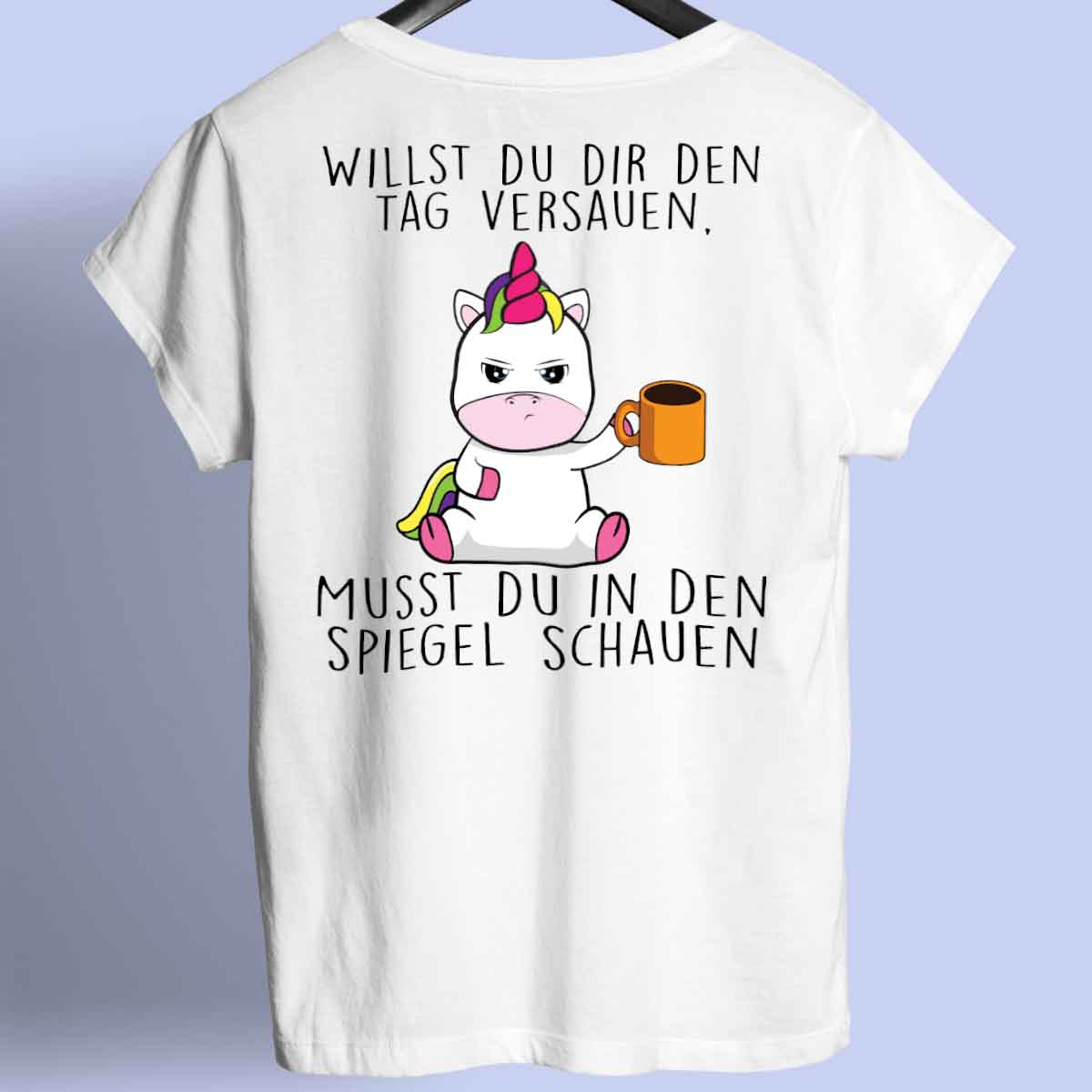 Spiegel Cute Einhorn - Shirt Unisex Rückendruck