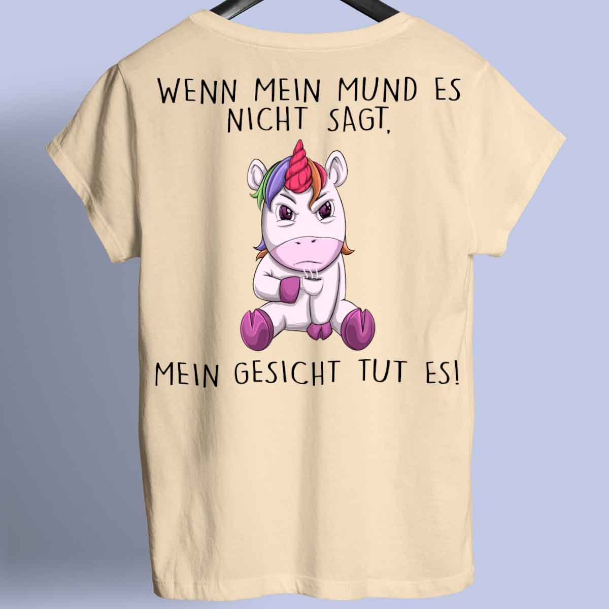 Gesicht Angry Einhorn - Shirt Unisex Rückendruck