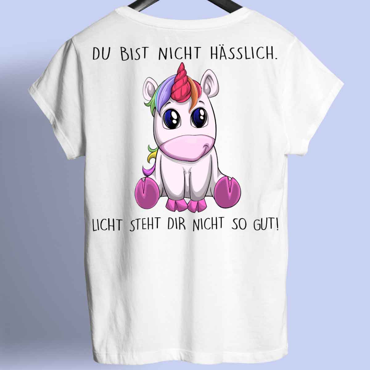 Licht Einhorn - Shirt Rückendruck