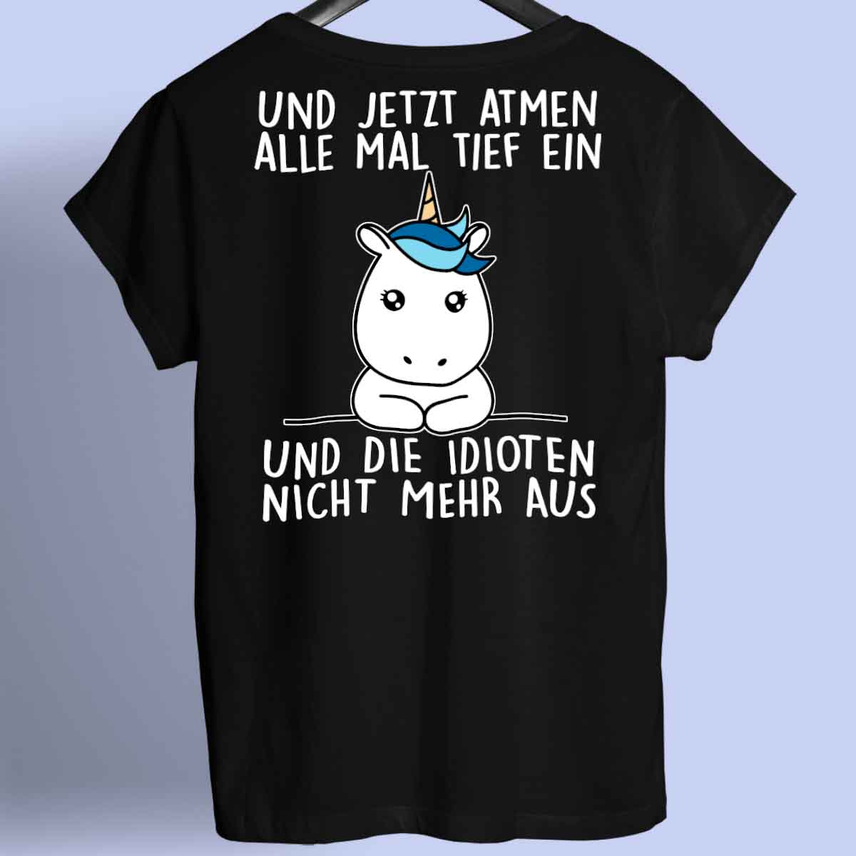 Einatmen Simple Einhorn - Shirt Rückendruck
