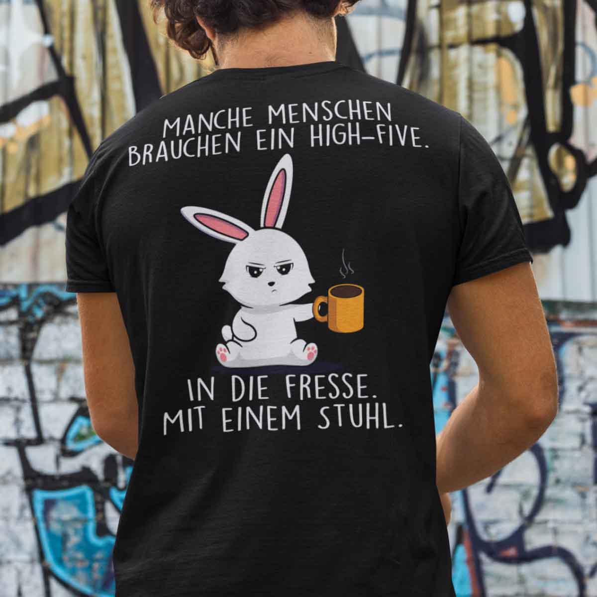 High-Five Bunny - Shirt Unisex Rückendruck