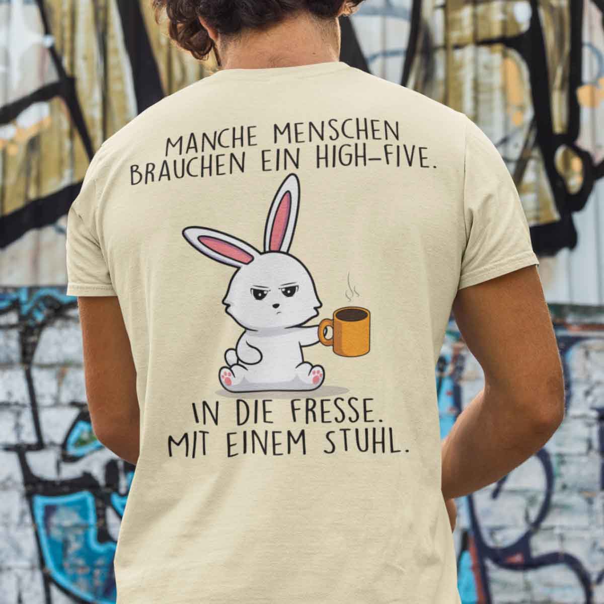 High-Five Bunny - Shirt Unisex Rückendruck