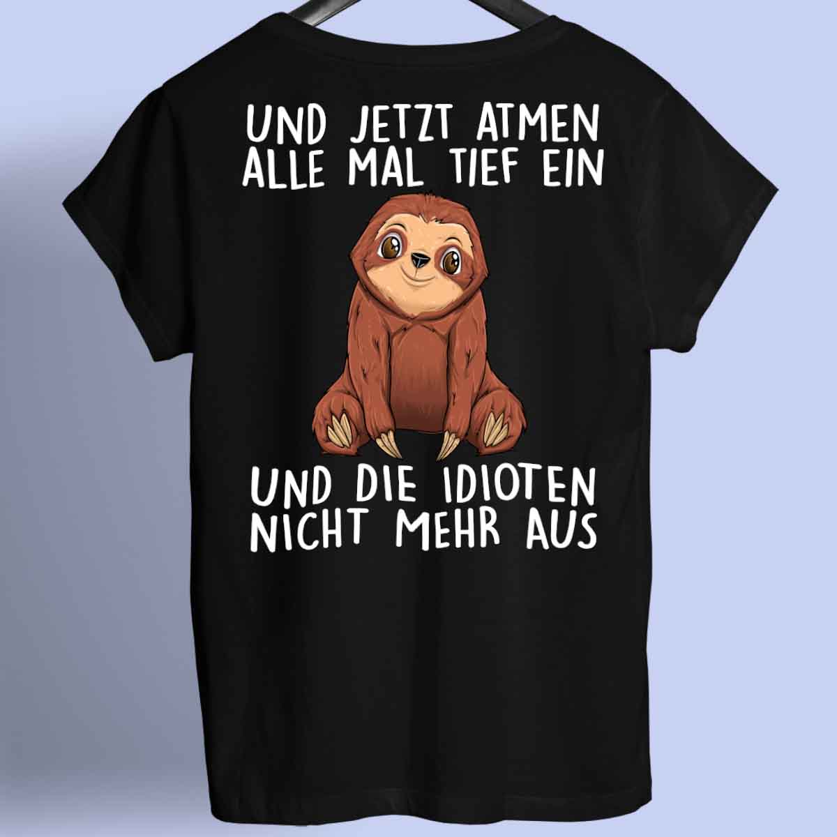 Einatmen Faultier - Premium Shirt Rückendruck