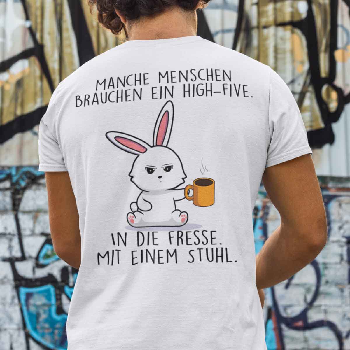 High-Five Bunny - Shirt Unisex Rückendruck