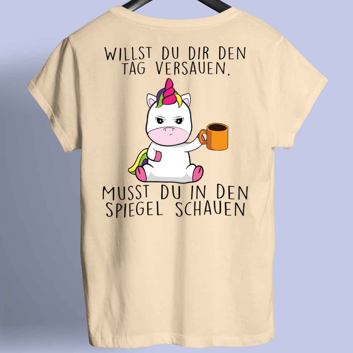 Spiegel Cute Einhorn - Shirt Unisex Rückendruck