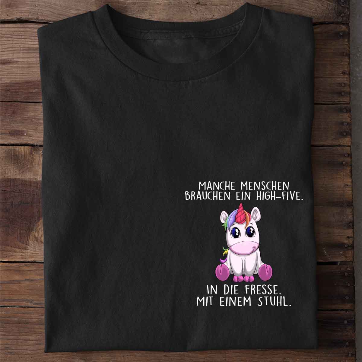 High-Five Einhorn Brust – Shirt Unisex