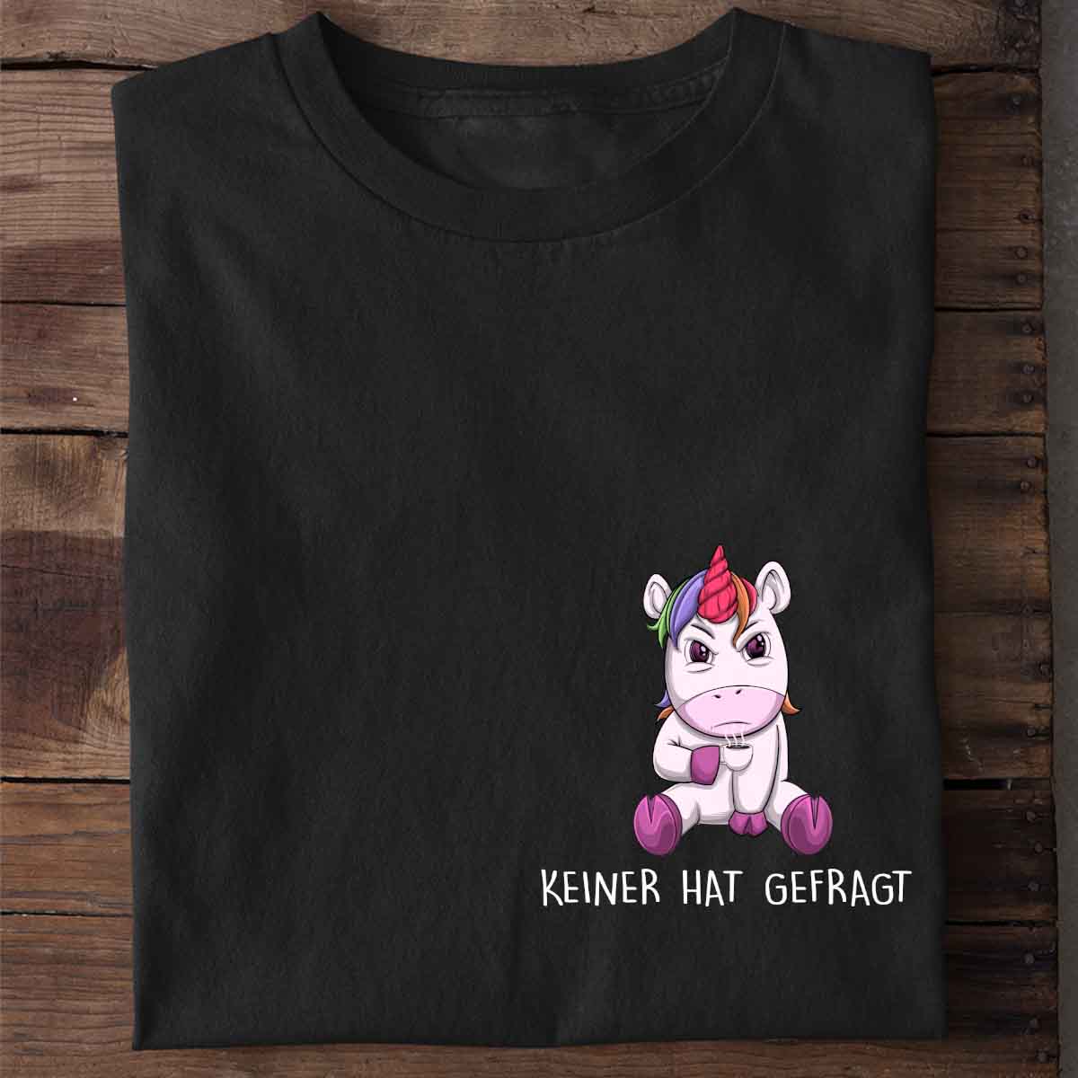Keiner Angry Einhorn Brust – Shirt Unisex