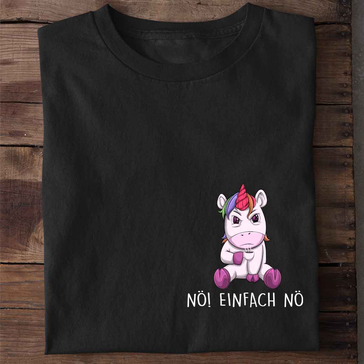 Nö! Angry Einhorn Brust – Shirt Unisex