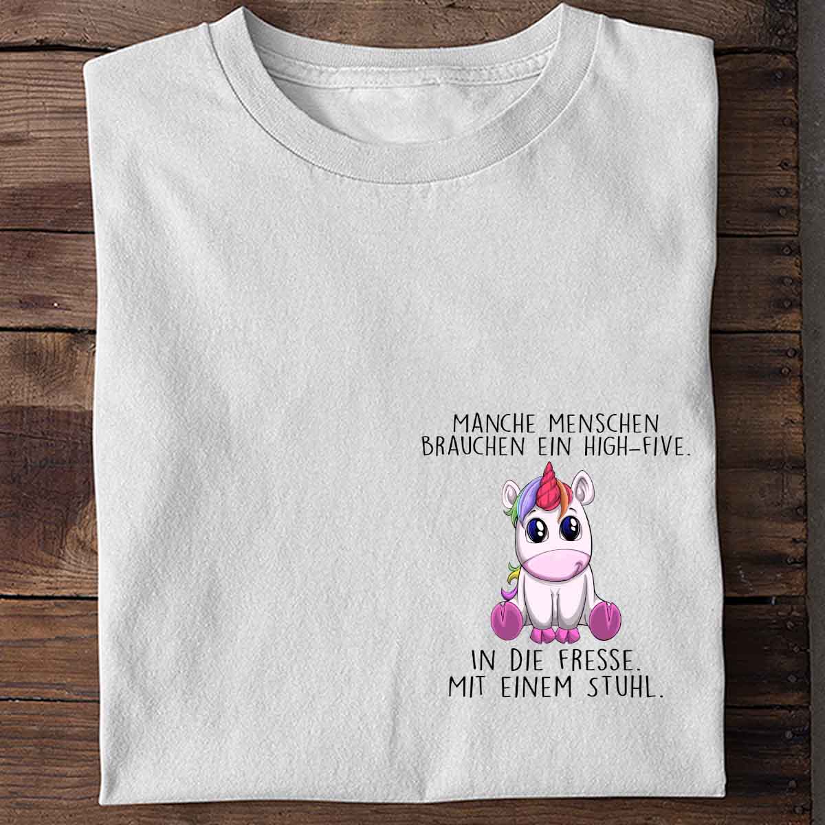 High-Five Einhorn Brust – Shirt Unisex