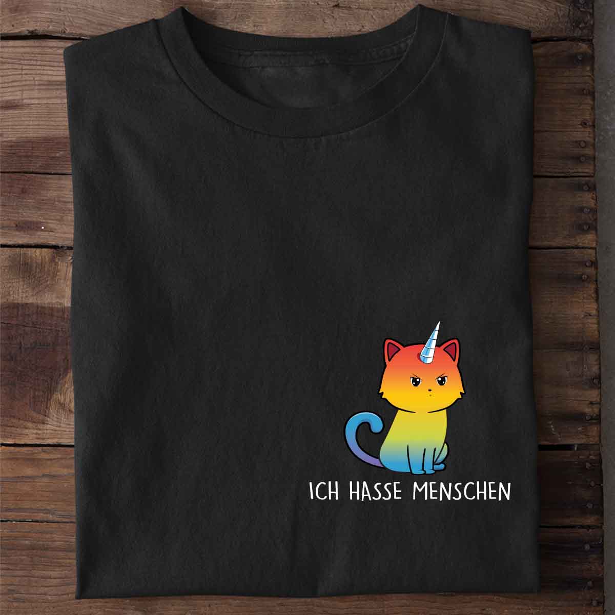 Menschen Einhornkatze - Shirt Unisex Brust