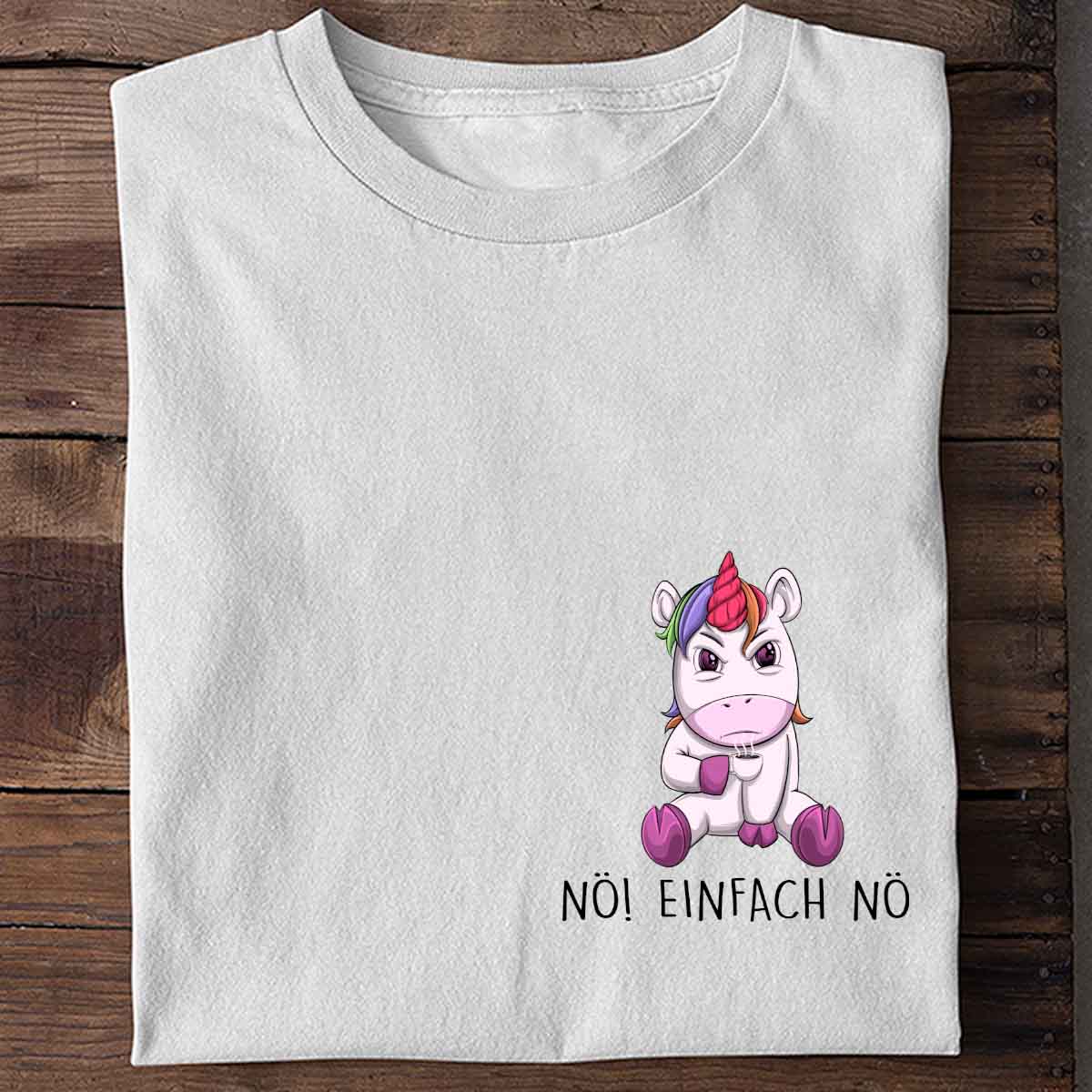 Nö! Angry Einhorn Brust – Shirt Unisex
