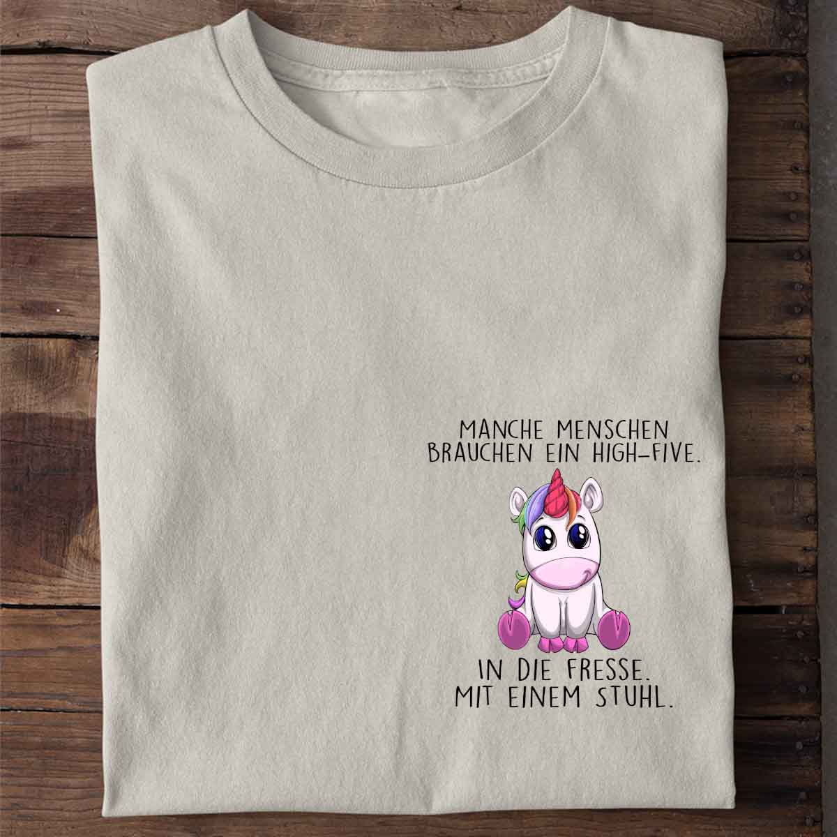 High-Five Einhorn Brust – Shirt Unisex