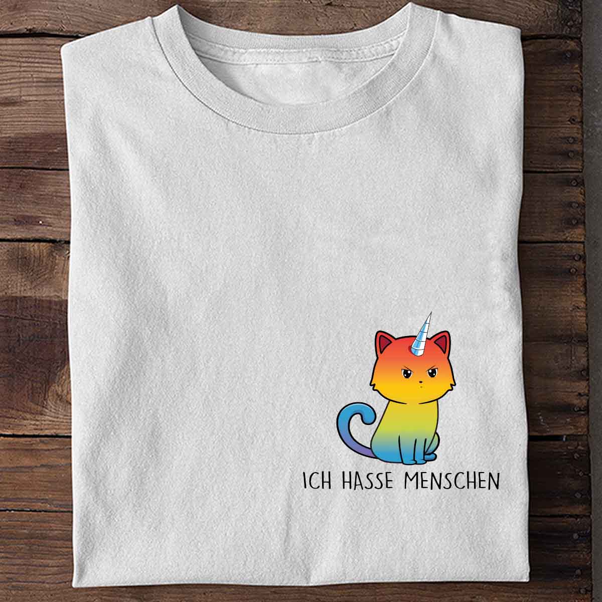 Menschen Einhornkatze - Shirt Unisex Brust