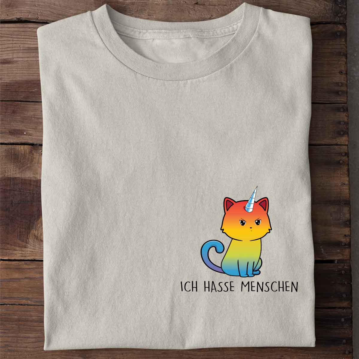Menschen Einhornkatze - Shirt Unisex Brust