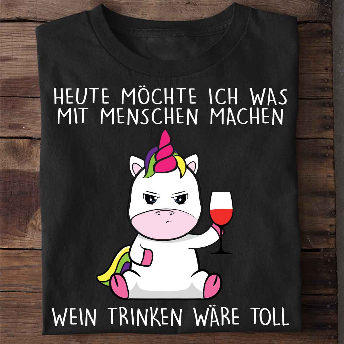 Wein Trinken Cute Einhorn - Shirt Unisex