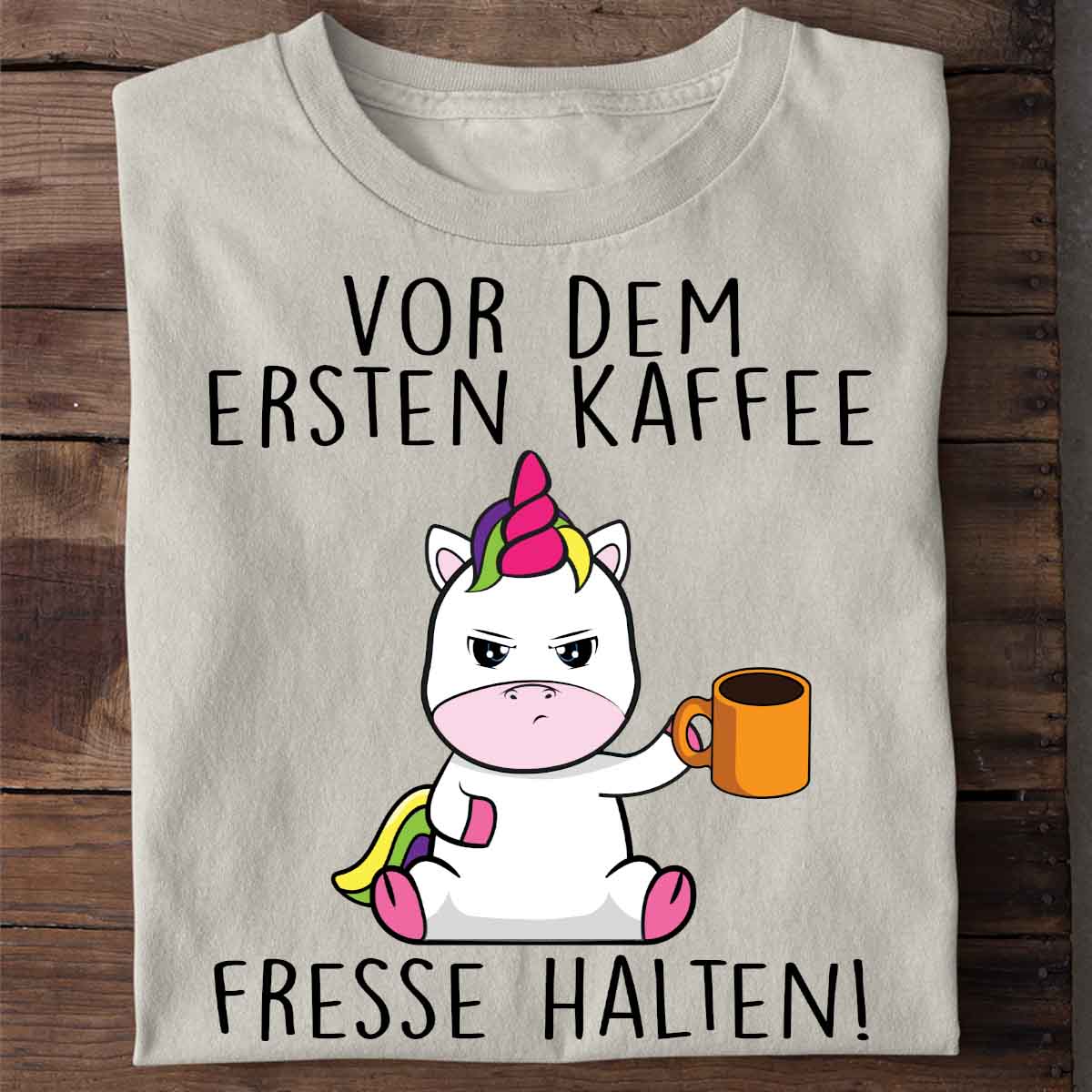 Erster Kaffee Cute Einhorn - Shirt Unisex