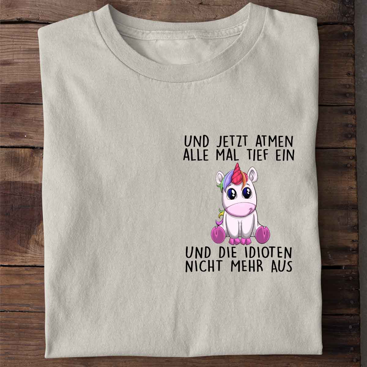 Einatmen Einhorn Brust – Shirt Unisex