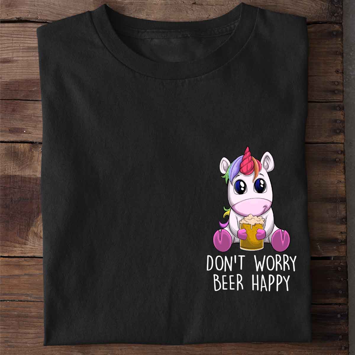 Beworry Einhorn - Shirt Unisex Brust