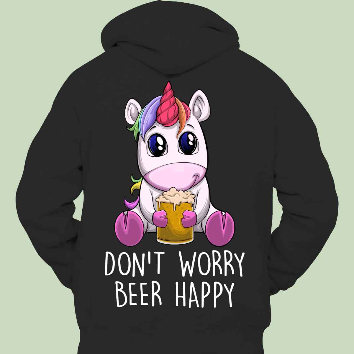 Beworry Einhorn - Hoodie Unisex Rückendruck