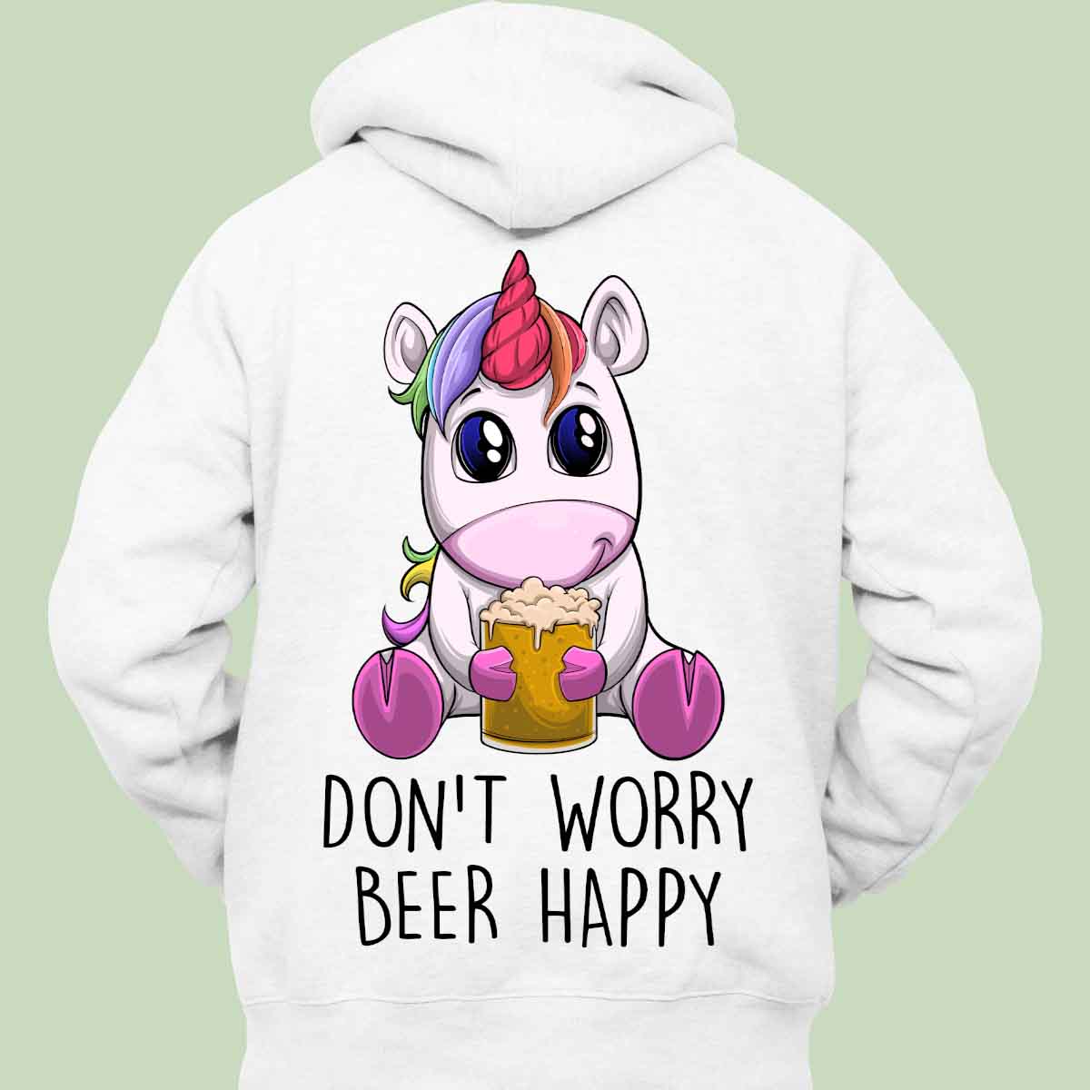 Beworry Einhorn - Hoodie Unisex Rückendruck