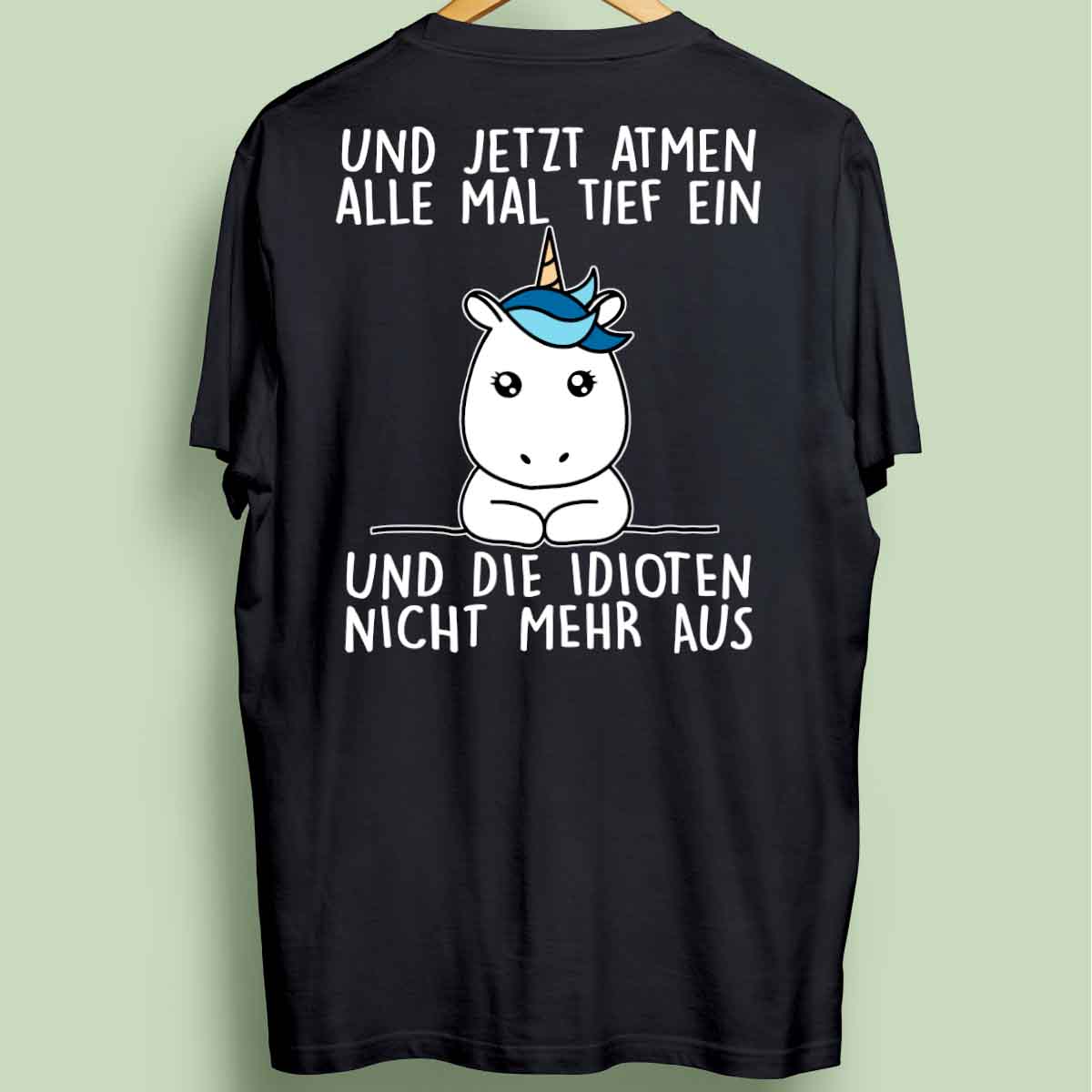 Einatmen Simple Einhorn - Oversize Shirt Unisex Rückendruck