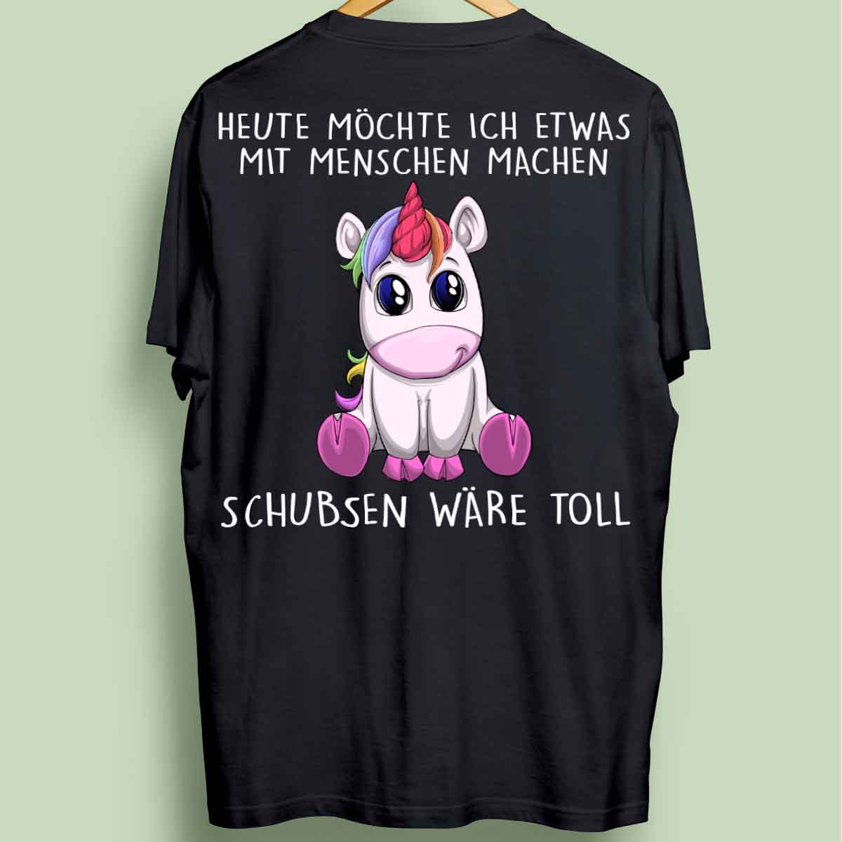 Schubsen Einhorn - Oversize Shirt Unisex Rückendruck