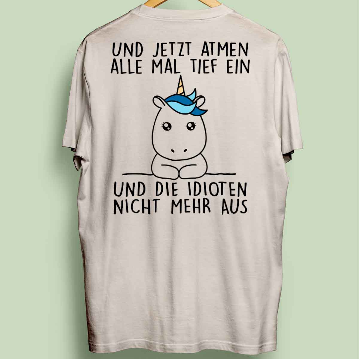 Einatmen Simple Einhorn - Oversize Shirt Unisex Rückendruck