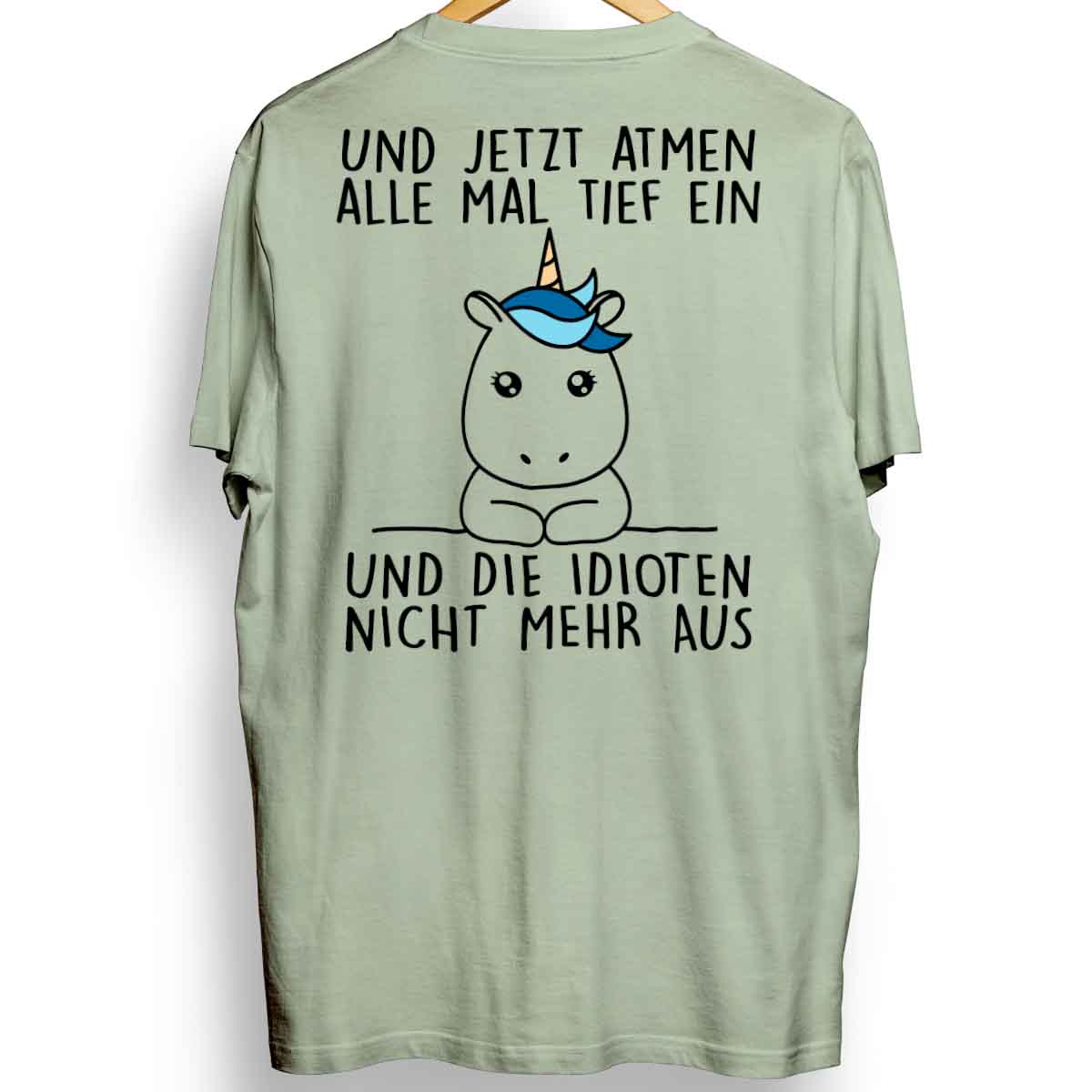 Einatmen Simple Einhorn - Oversize Shirt Unisex Rückendruck