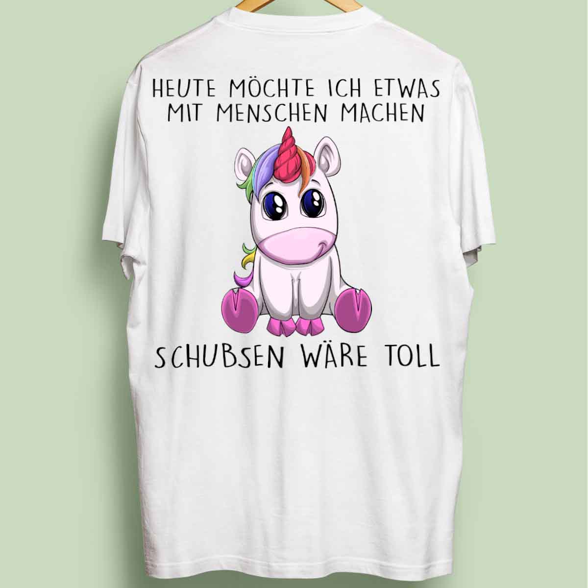 Schubsen Einhorn - Oversize Shirt Unisex Rückendruck