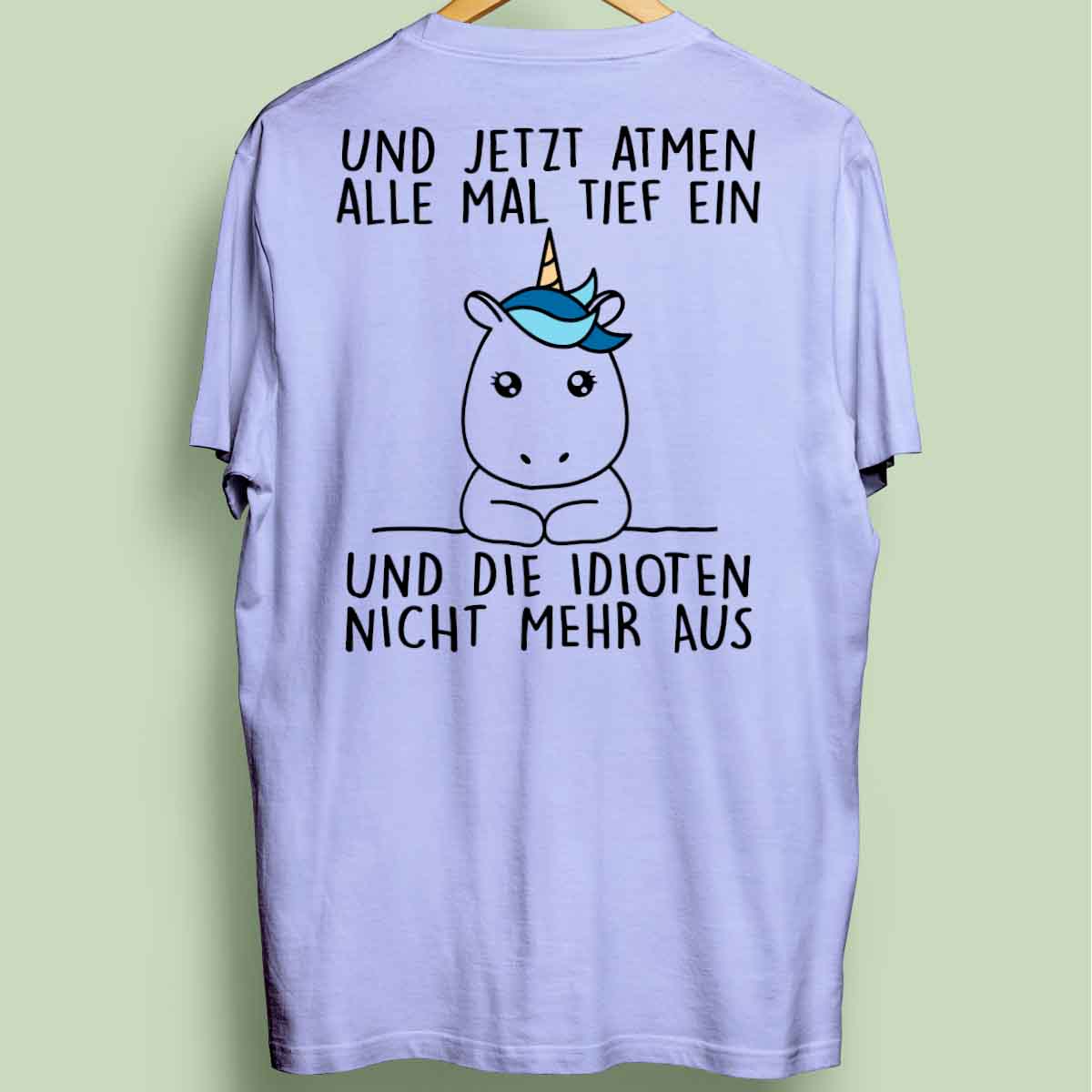 Einatmen Simple Einhorn - Oversize Shirt Unisex Rückendruck