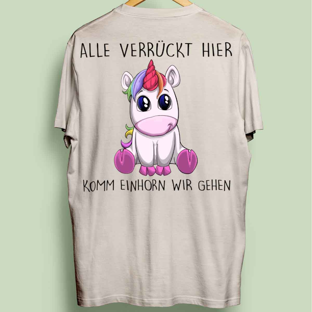 Komm Einhorn - Oversize Shirt Unisex Rückendruck