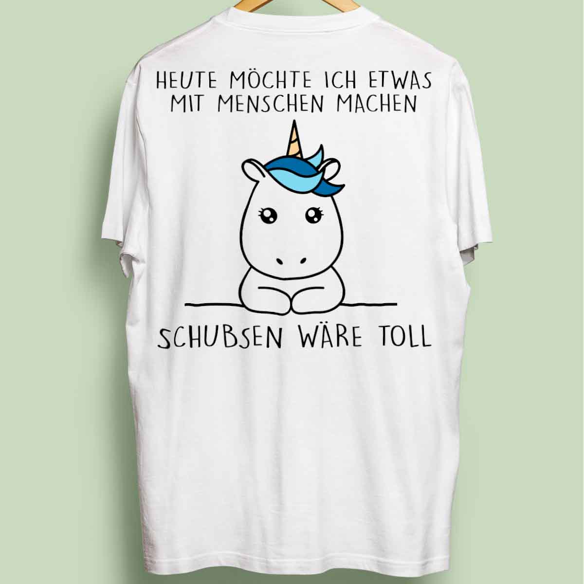 Schubsen Simple Einhorn - Oversize Shirt Unisex Rückendruck