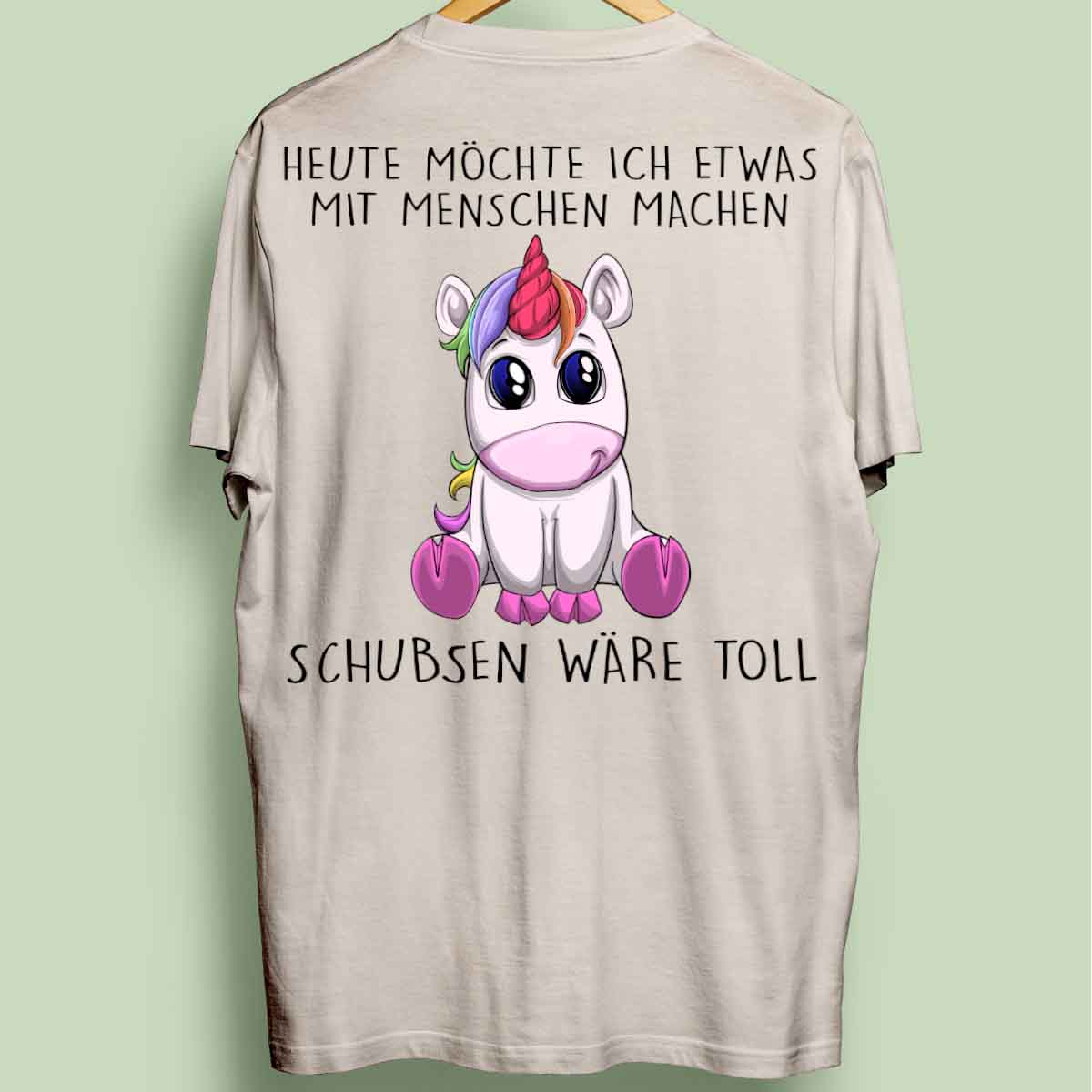 Schubsen Einhorn - Oversize Shirt Unisex Rückendruck