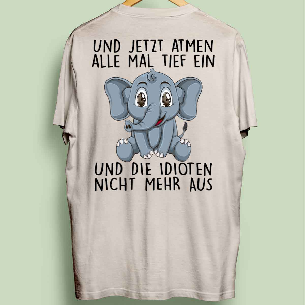 Einatmen Elefant - Oversize Shirt Unisex Rückendruck