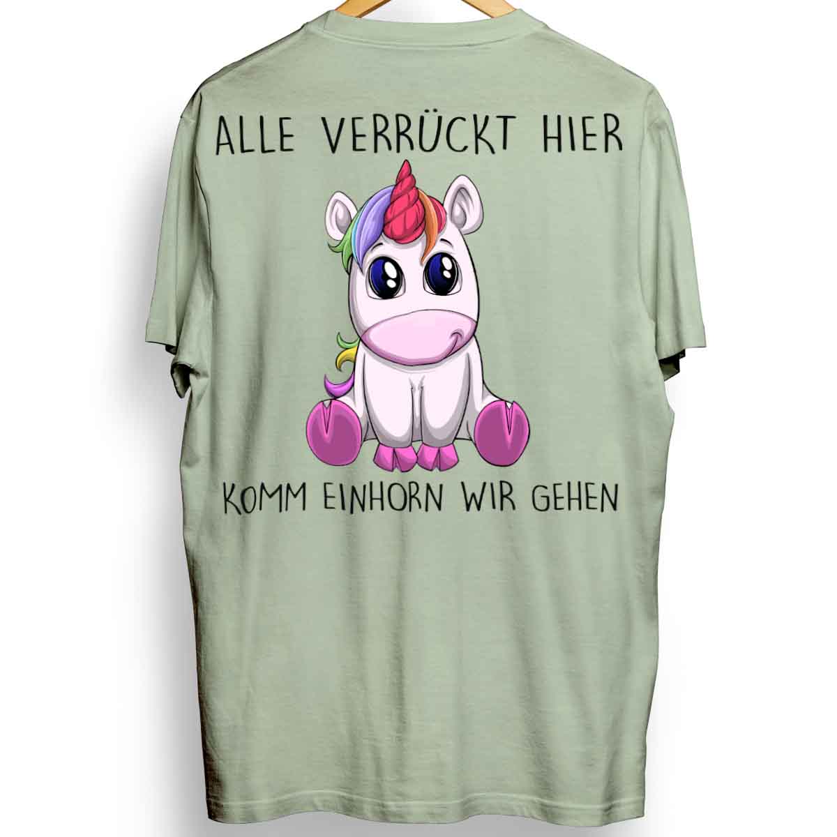 Komm Einhorn - Oversize Shirt Unisex Rückendruck