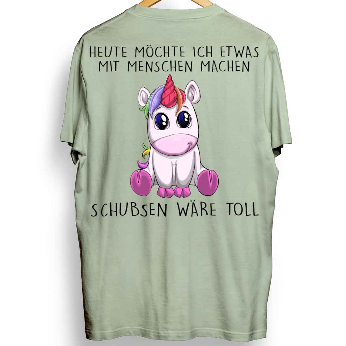 Schubsen Einhorn - Oversize Shirt Unisex Rückendruck