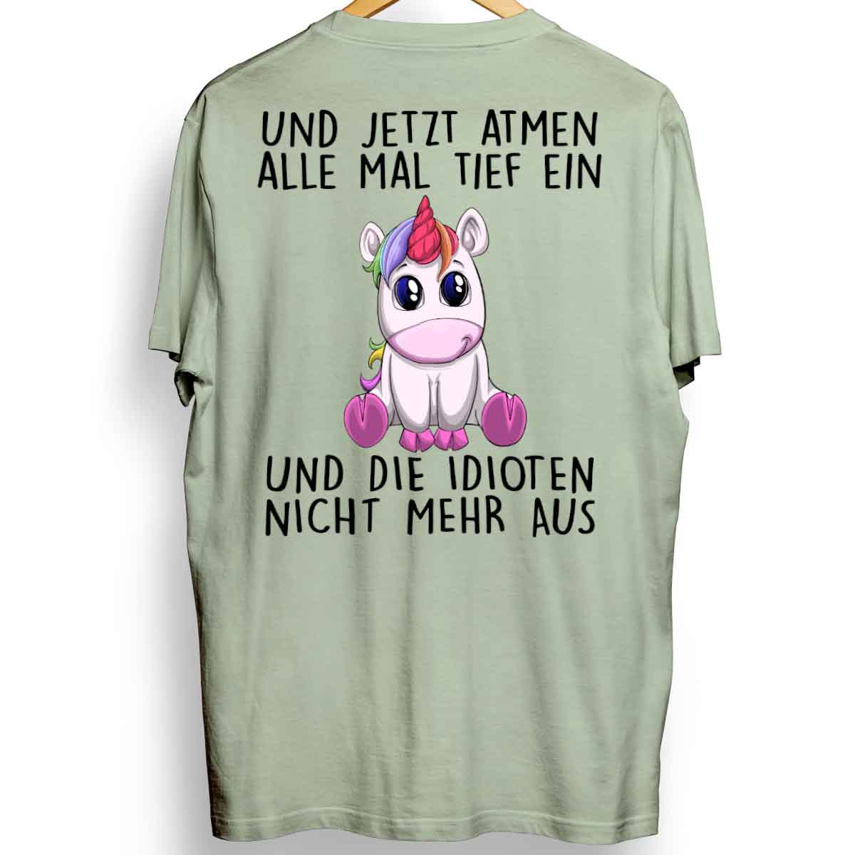 Einatmen Einhorn - Oversize Shirt Unisex Rückendruck