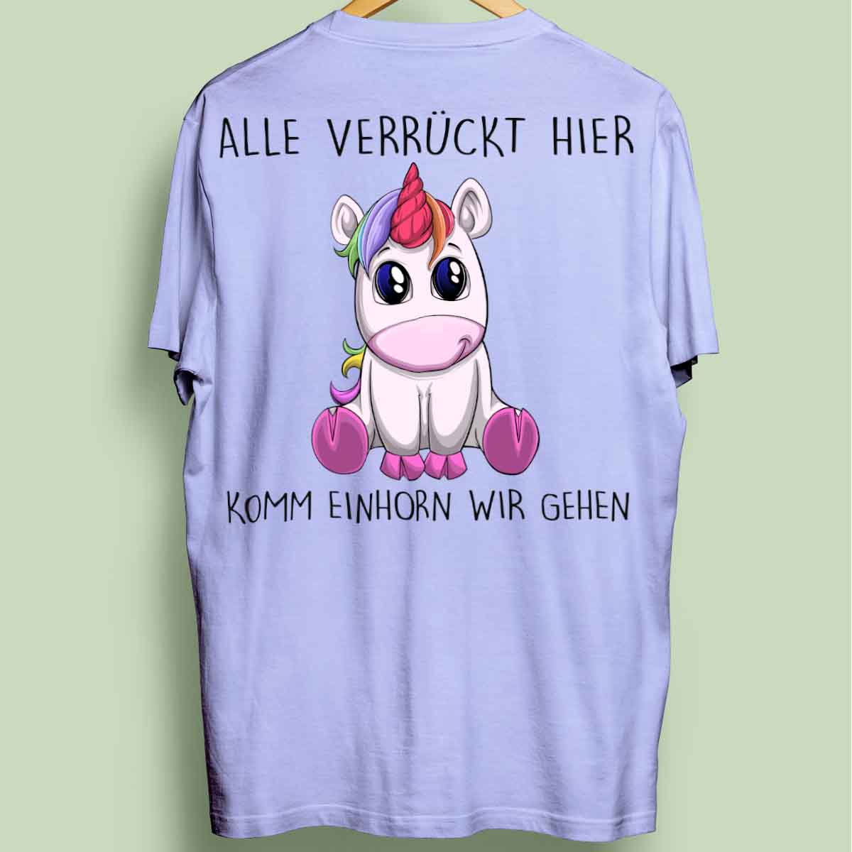 Komm Einhorn - Oversize Shirt Unisex Rückendruck