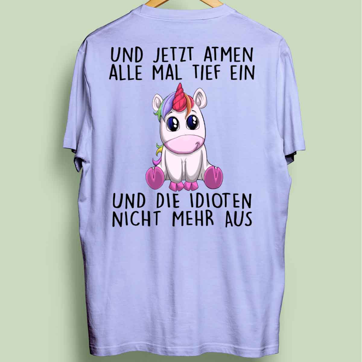 Einatmen Einhorn - Oversize Shirt Unisex Rückendruck