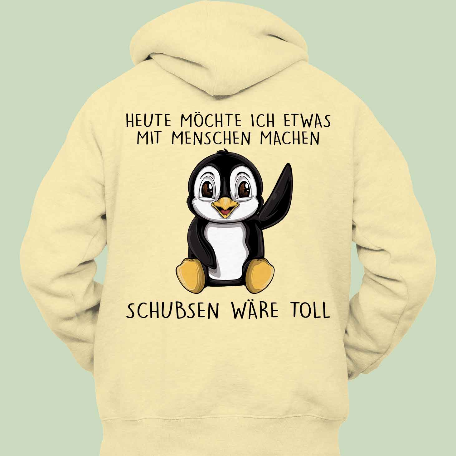 Schubsen Pinguin - Hoodie Unisex Rückendruck
