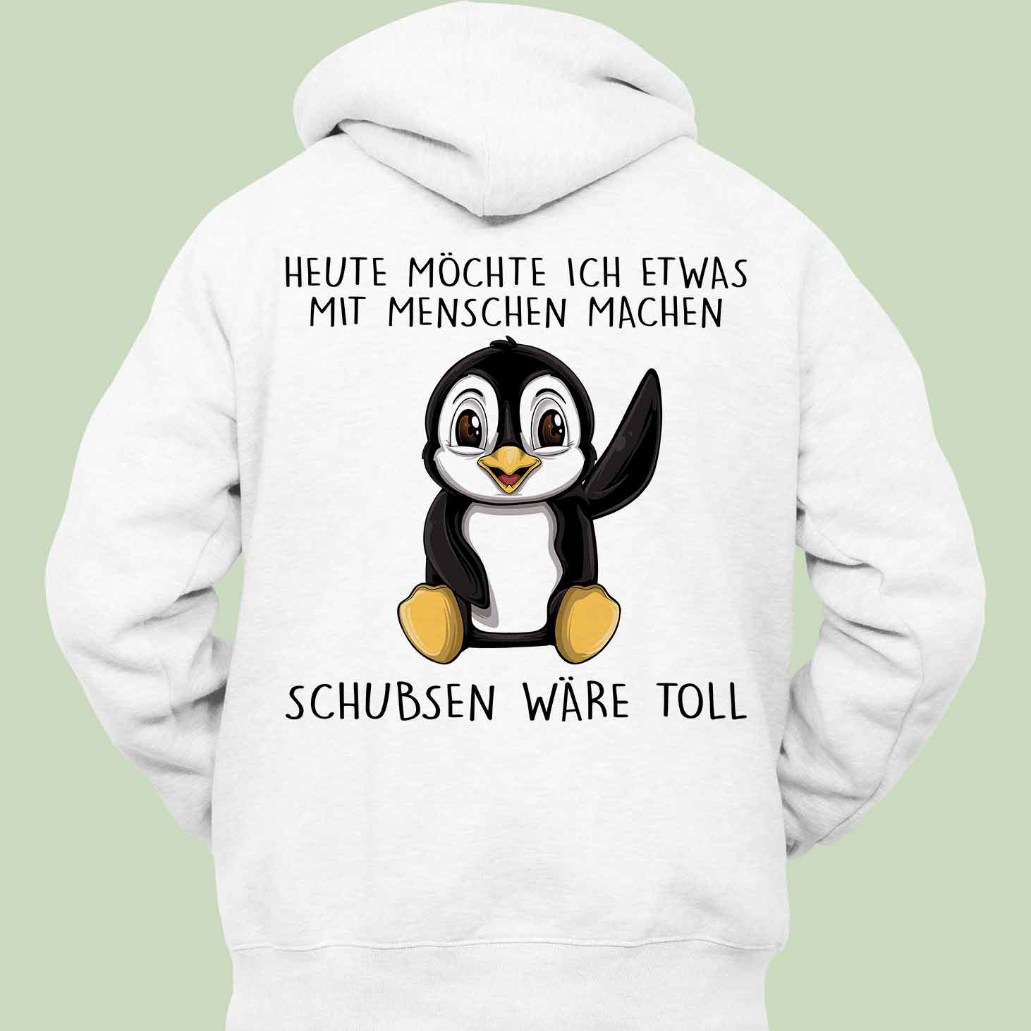 Schubsen Pinguin - Hoodie Unisex Rückendruck